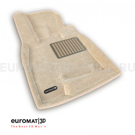 Текстильные 3D коврики Euromat3D Lux в салон для Mitsubishi Pajero IV (2006-2020) № EM3D-003610T Бежевые